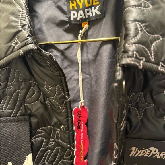 Hyde Park Moto Racer Coach Jacket in Black Bomber Jacket Size M NWT - Picture 9 of 10